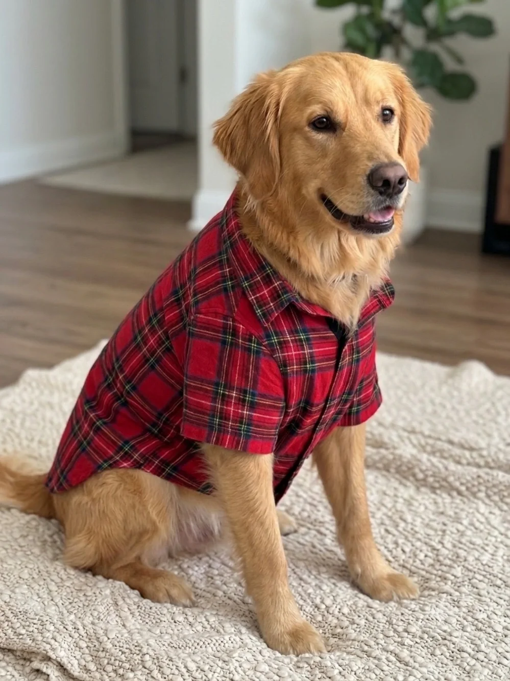 Abercrombie & Fitch NWT Dog Shirt Red Plaid Holiday Pet Apparel Size L
